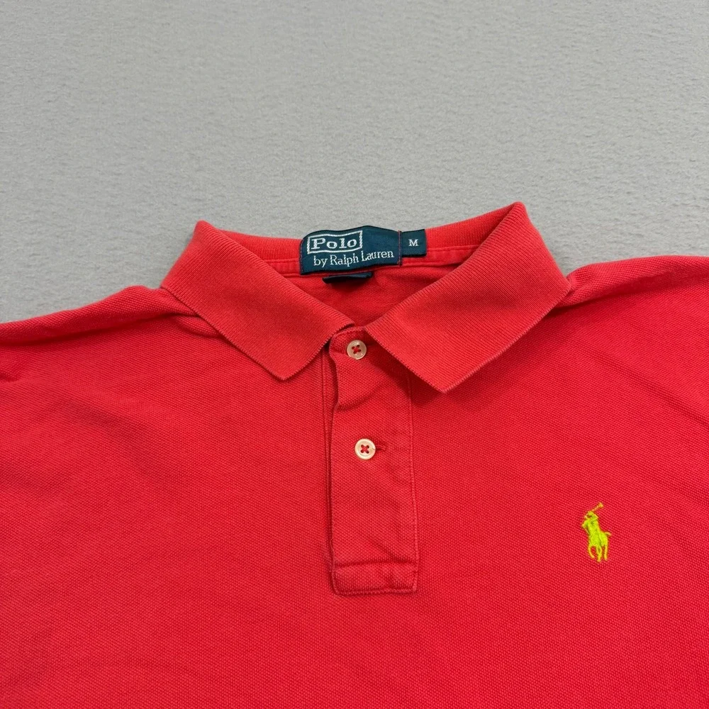 Polo Ralph Lauren Shirt Mens Medium Red Custom Fit Short Sleeve Pony Logo Pique